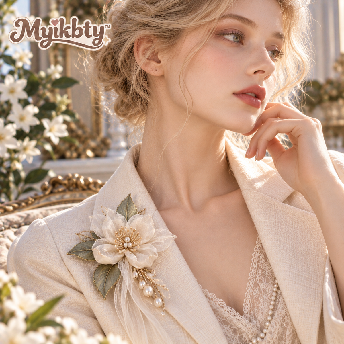 Myikbty™ Mirelle Jasmine Fabric Brooch
