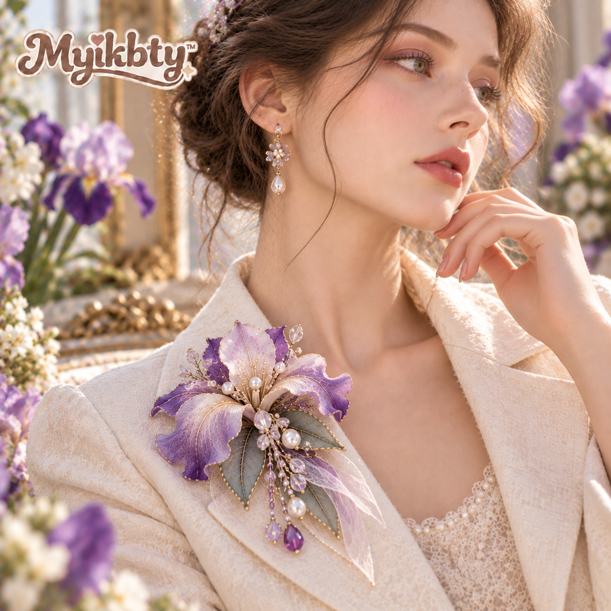 Myikbty™ Iriselle Violet Iris Fabric Brooch