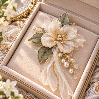 Myikbty™ Mirelle Jasmine Fabric Brooch